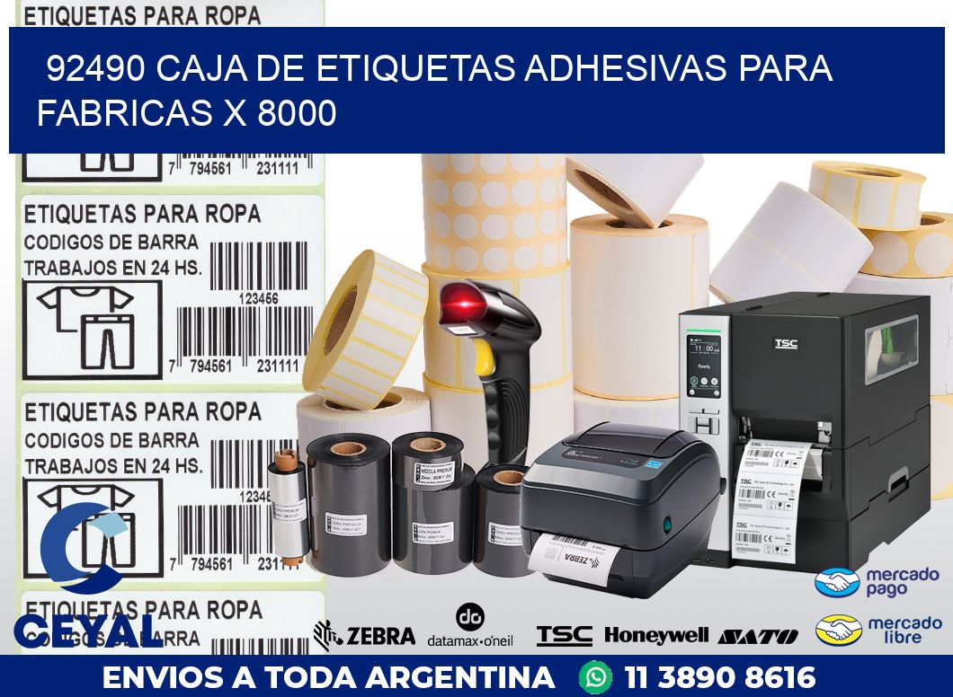 92490 CAJA DE ETIQUETAS ADHESIVAS PARA FABRICAS X 8000