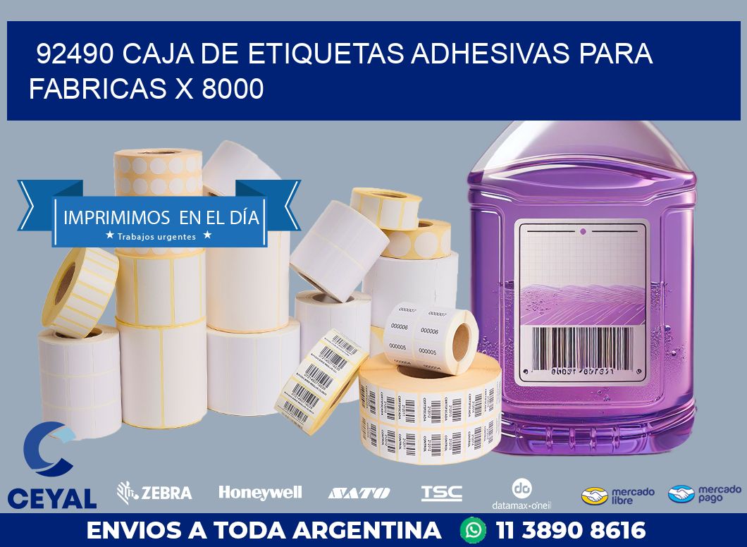 92490 CAJA DE ETIQUETAS ADHESIVAS PARA FABRICAS X 8000