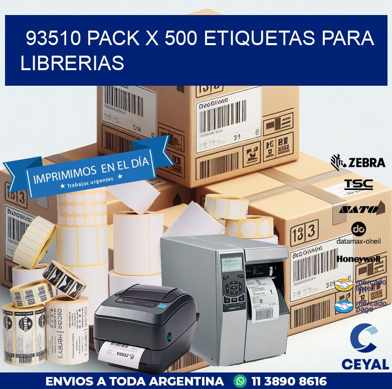 93510 PACK X 500 ETIQUETAS PARA LIBRERIAS