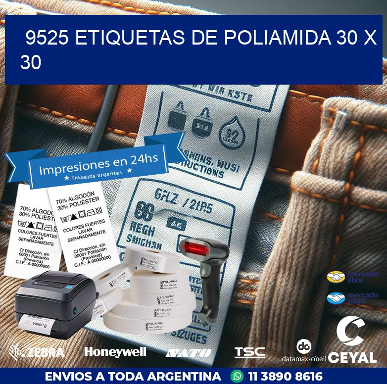9525 ETIQUETAS DE POLIAMIDA 30 X 30