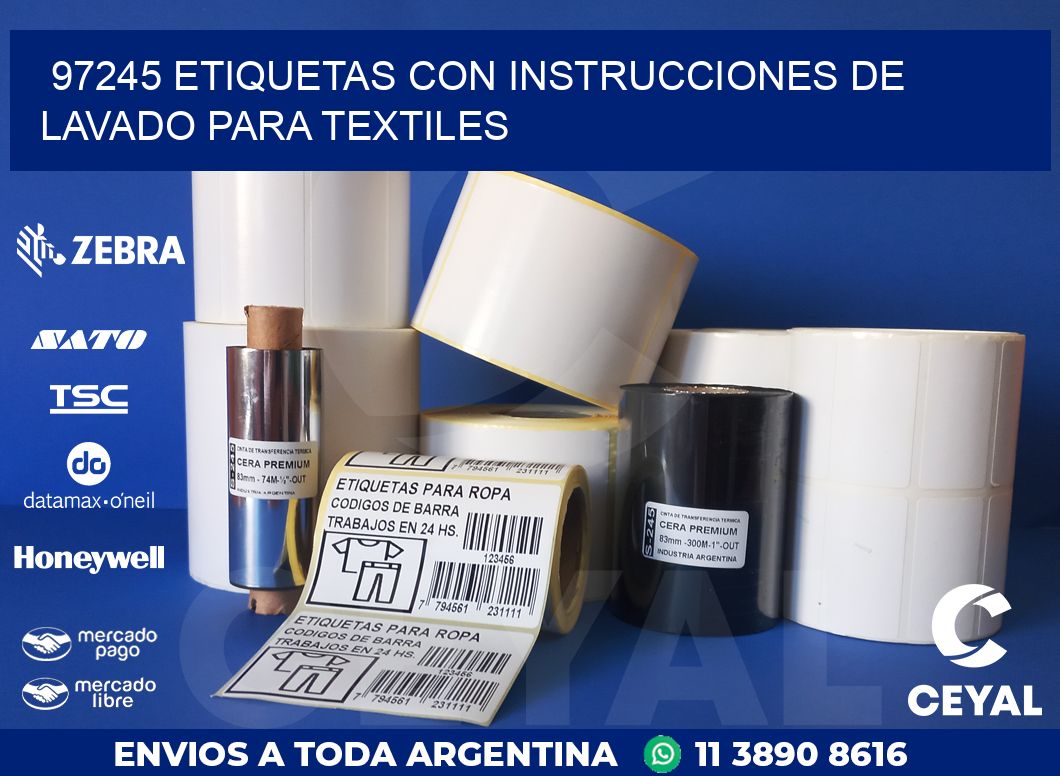 97245 ETIQUETAS CON INSTRUCCIONES DE LAVADO PARA TEXTILES