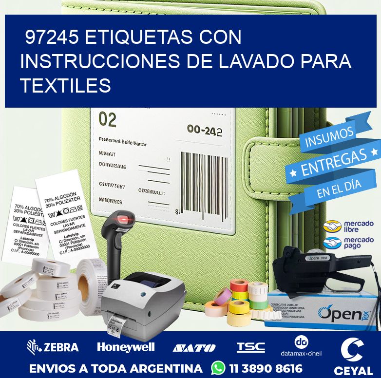 97245 ETIQUETAS CON INSTRUCCIONES DE LAVADO PARA TEXTILES