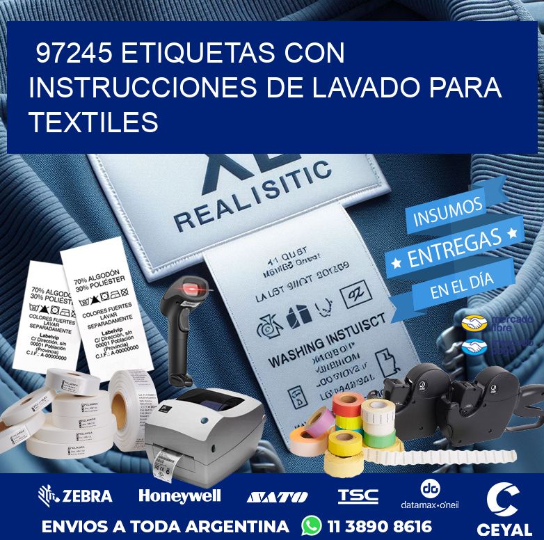 97245 ETIQUETAS CON INSTRUCCIONES DE LAVADO PARA TEXTILES