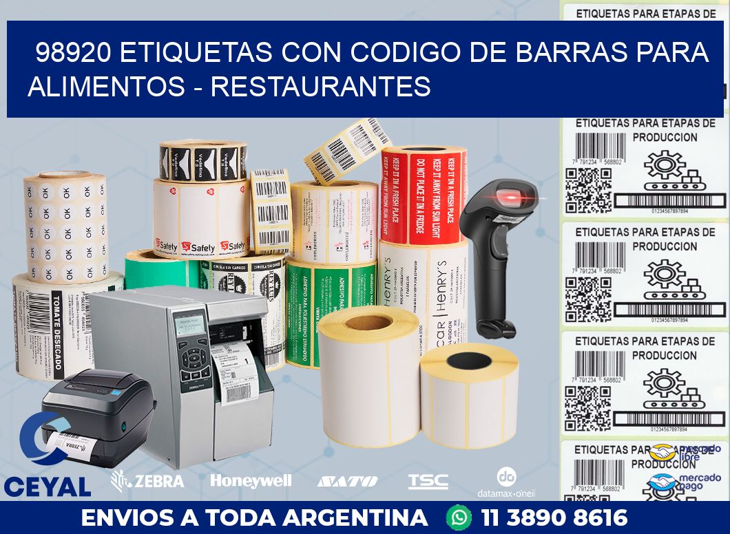 98920 ETIQUETAS CON CODIGO DE BARRAS PARA ALIMENTOS - RESTAURANTES