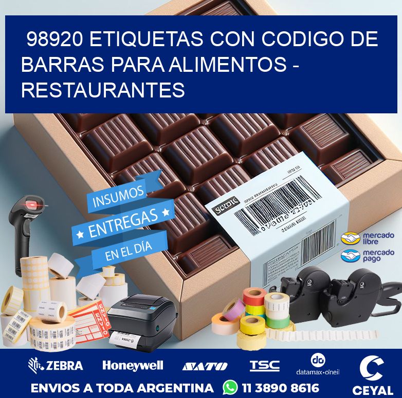 98920 ETIQUETAS CON CODIGO DE BARRAS PARA ALIMENTOS - RESTAURANTES