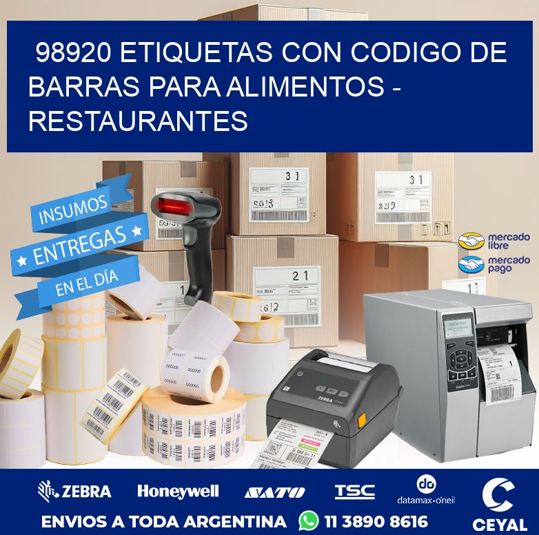 98920 ETIQUETAS CON CODIGO DE BARRAS PARA ALIMENTOS - RESTAURANTES