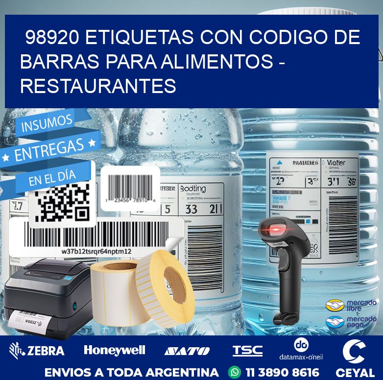 98920 ETIQUETAS CON CODIGO DE BARRAS PARA ALIMENTOS - RESTAURANTES