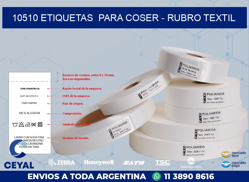 10510 ETIQUETAS  PARA COSER - RUBRO TEXTIL