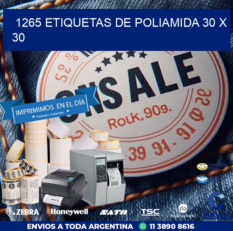 1265 ETIQUETAS DE POLIAMIDA 30 X 30