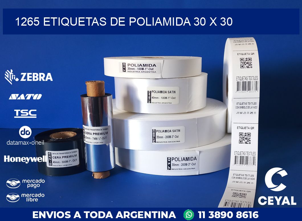 1265 ETIQUETAS DE POLIAMIDA 30 X 30