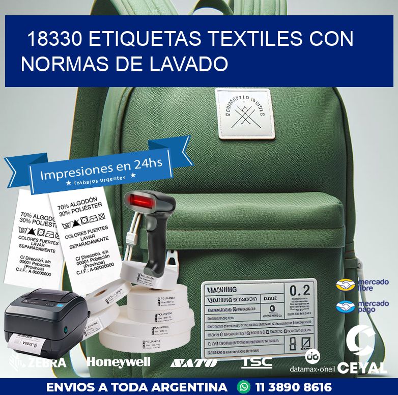 18330 ETIQUETAS TEXTILES CON NORMAS DE LAVADO