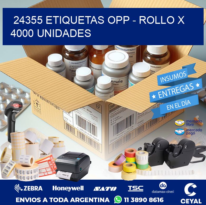24355 ETIQUETAS OPP - ROLLO X 4000 UNIDADES
