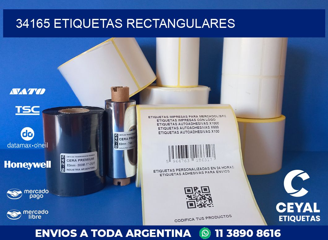 34165 etiquetas rectangulares