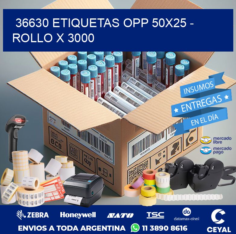 36630 ETIQUETAS OPP 50X25 - ROLLO X 3000