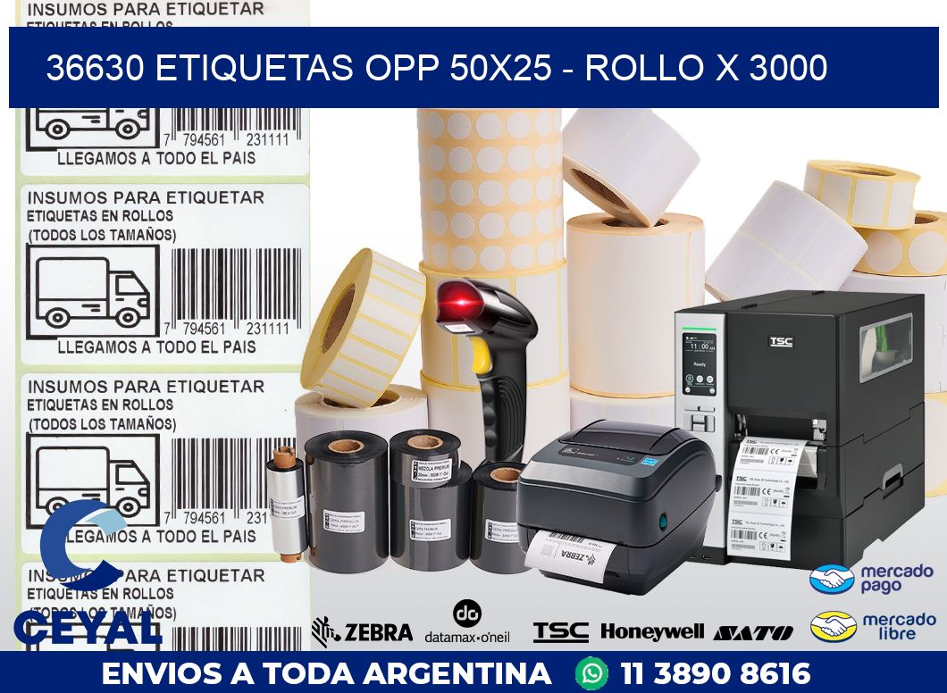 36630 ETIQUETAS OPP 50X25 - ROLLO X 3000