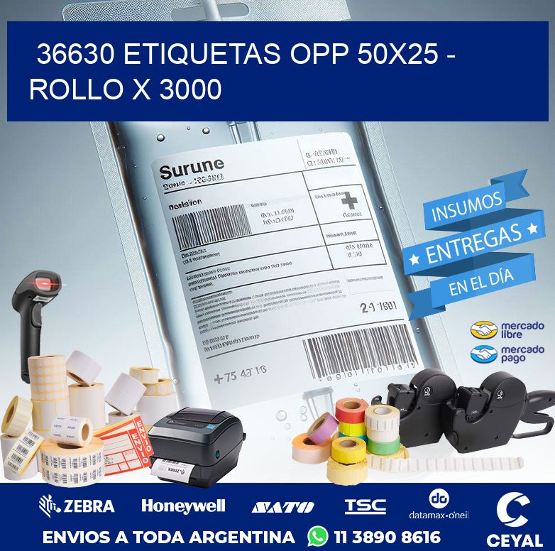 36630 ETIQUETAS OPP 50X25 - ROLLO X 3000