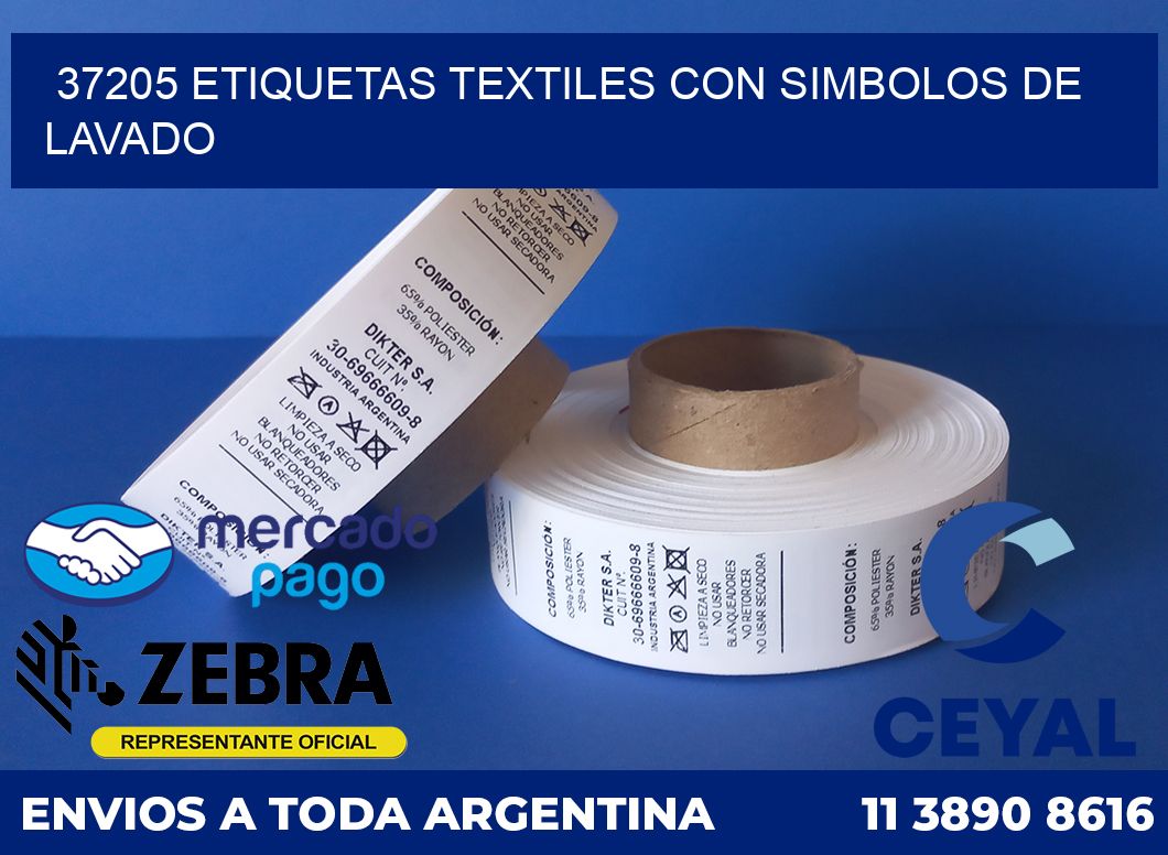 37205 ETIQUETAS TEXTILES CON SIMBOLOS DE LAVADO