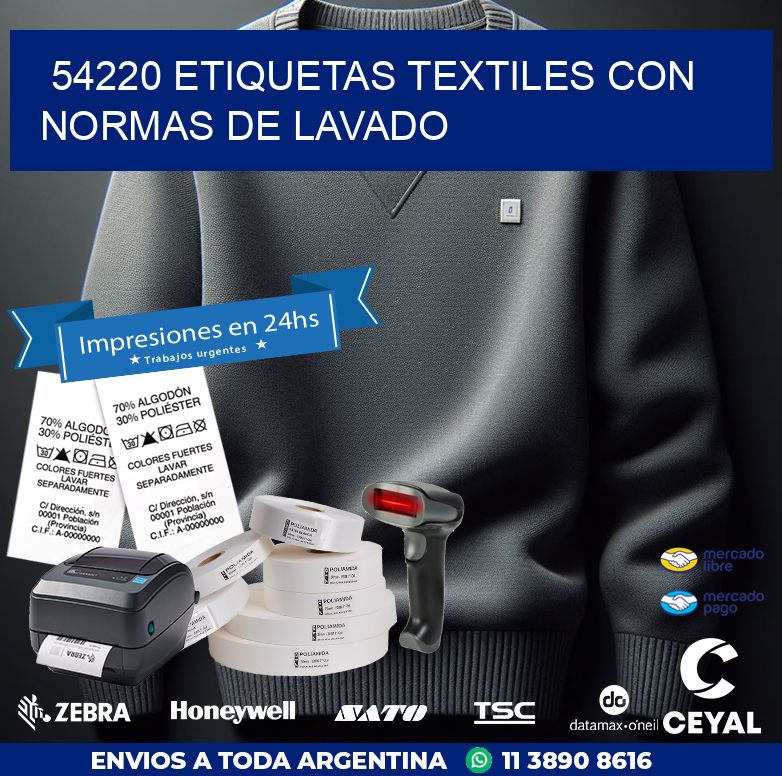54220 ETIQUETAS TEXTILES CON NORMAS DE LAVADO