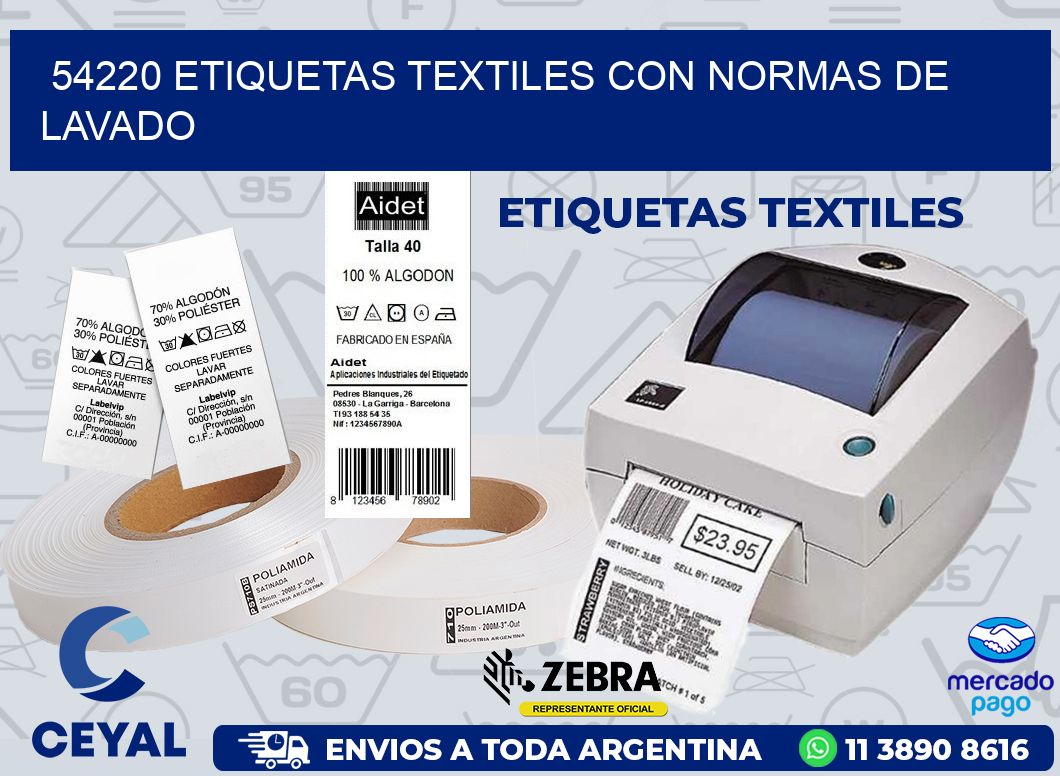 54220 ETIQUETAS TEXTILES CON NORMAS DE LAVADO