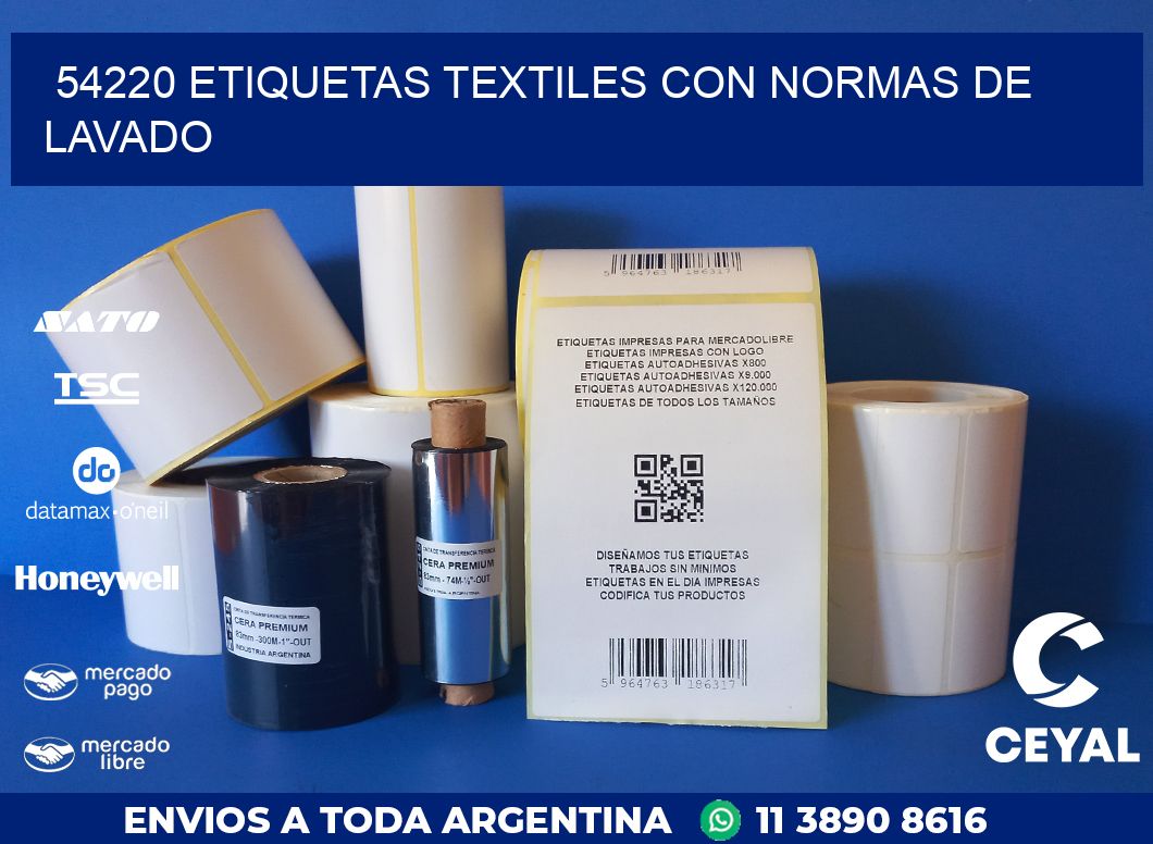 54220 ETIQUETAS TEXTILES CON NORMAS DE LAVADO