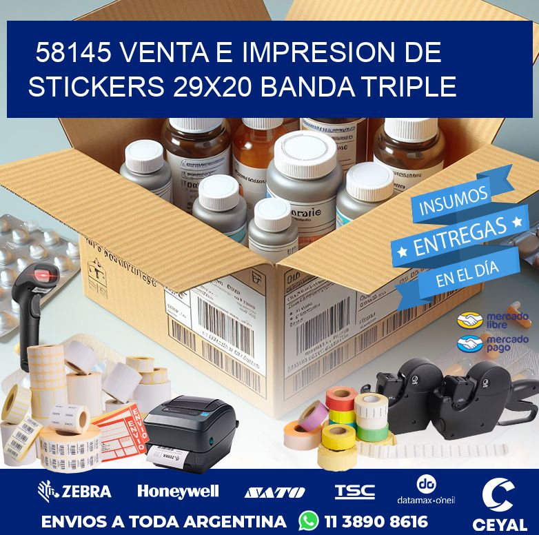 58145 VENTA E IMPRESION DE STICKERS 29X20 BANDA TRIPLE