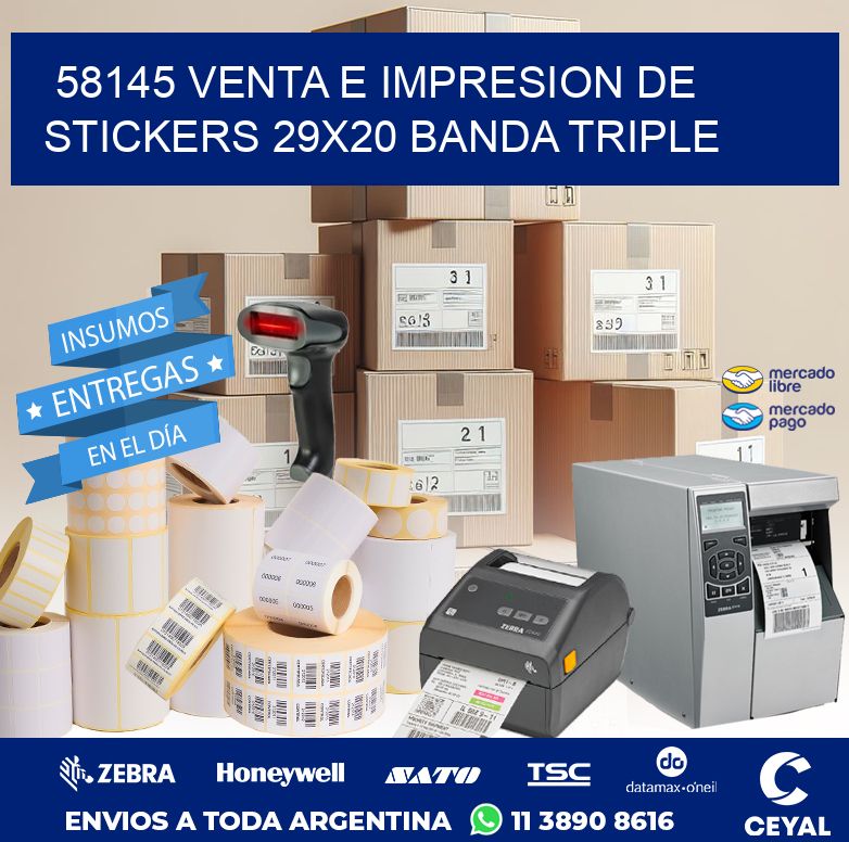 58145 VENTA E IMPRESION DE STICKERS 29X20 BANDA TRIPLE