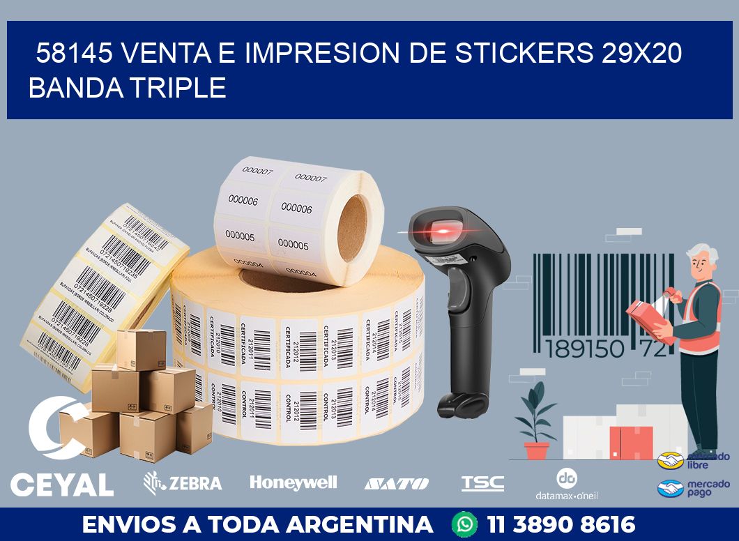 58145 VENTA E IMPRESION DE STICKERS 29X20 BANDA TRIPLE