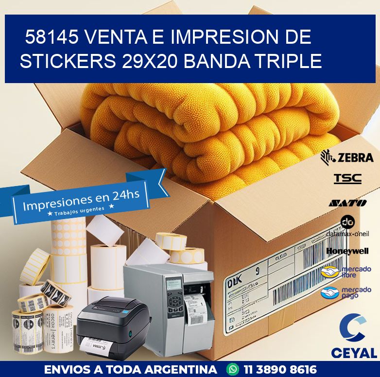 58145 VENTA E IMPRESION DE STICKERS 29X20 BANDA TRIPLE