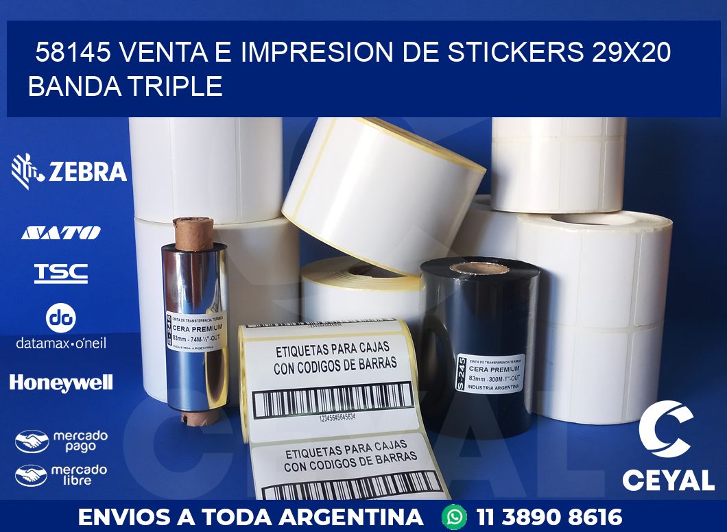 58145 VENTA E IMPRESION DE STICKERS 29X20 BANDA TRIPLE