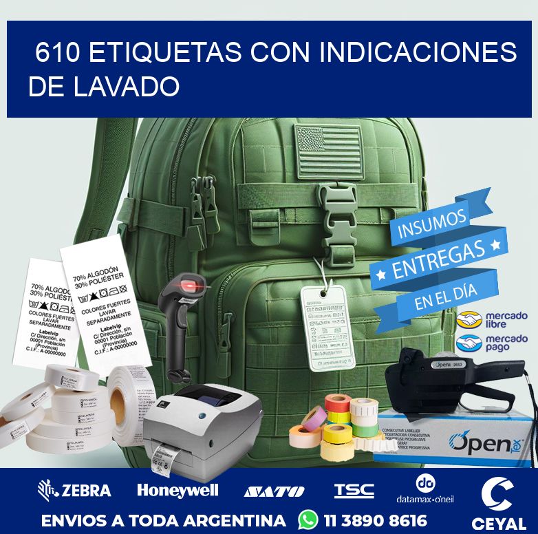 610 ETIQUETAS CON INDICACIONES DE LAVADO