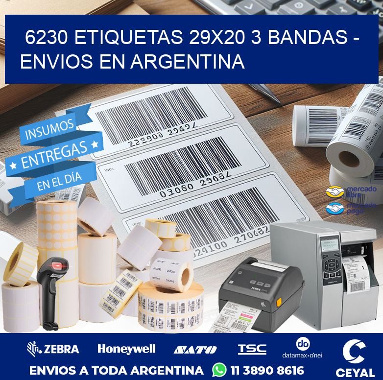 6230 ETIQUETAS 29X20 3 BANDAS - ENVIOS EN ARGENTINA