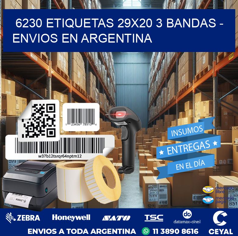 6230 ETIQUETAS 29X20 3 BANDAS - ENVIOS EN ARGENTINA