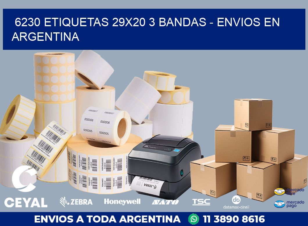 6230 ETIQUETAS 29X20 3 BANDAS – ENVIOS EN ARGENTINA