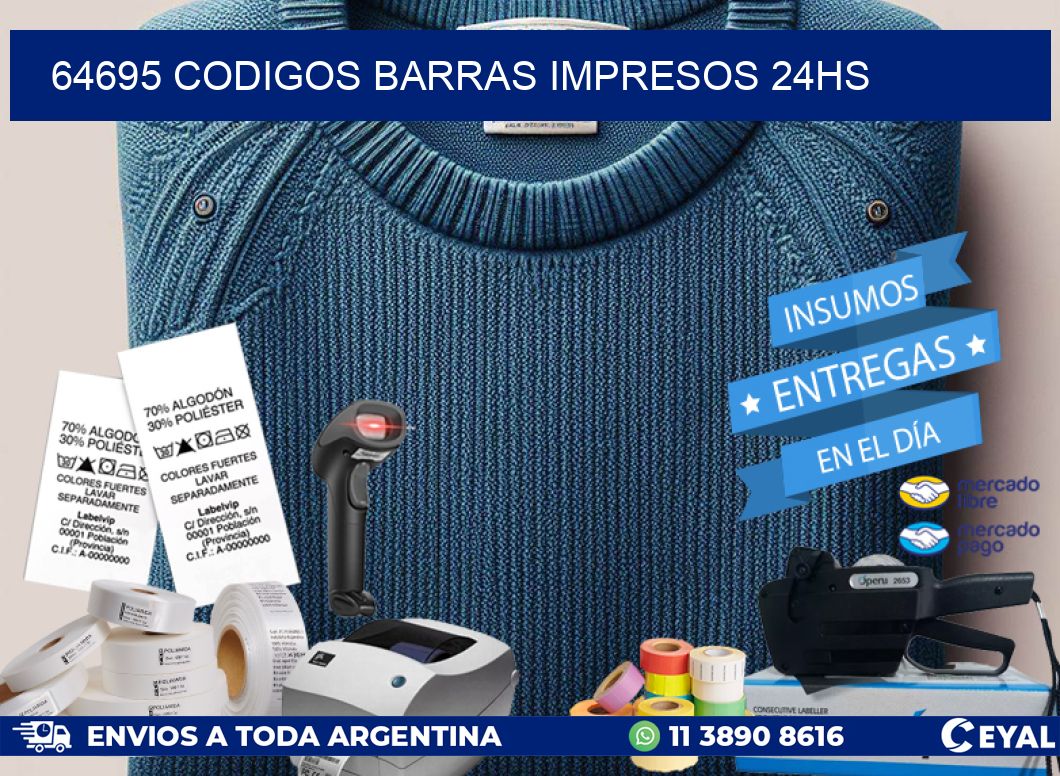 64695 Codigos barras impresos 24hs