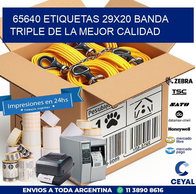 65640 ETIQUETAS 29X20 BANDA TRIPLE DE LA MEJOR CALIDAD