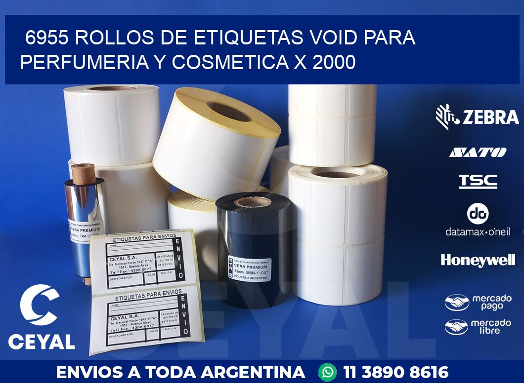 6955 ROLLOS DE ETIQUETAS VOID PARA PERFUMERIA Y COSMETICA X 2000