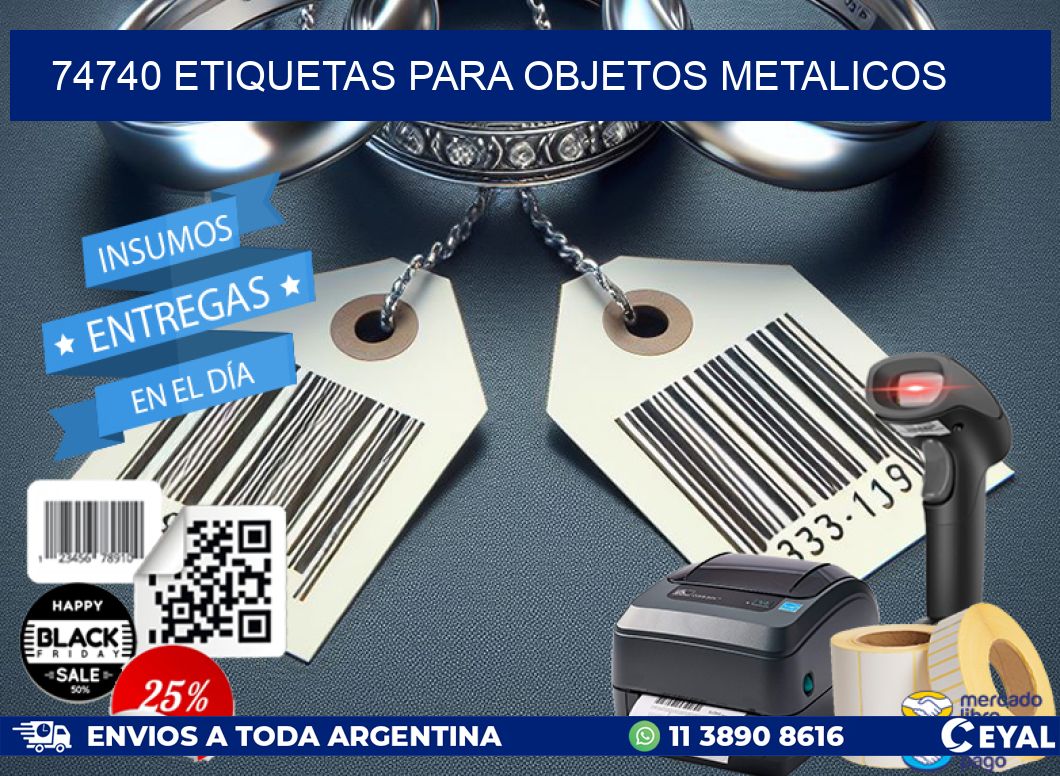 74740 etiquetas para objetos metalicos