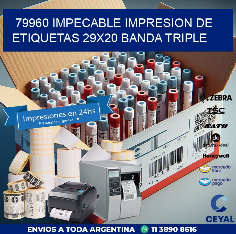 79960 IMPECABLE IMPRESION DE ETIQUETAS 29X20 BANDA TRIPLE