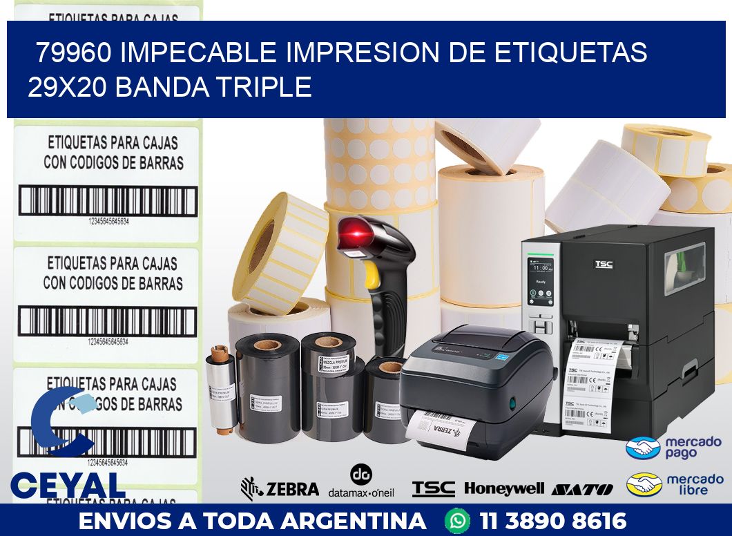 79960 IMPECABLE IMPRESION DE ETIQUETAS 29X20 BANDA TRIPLE