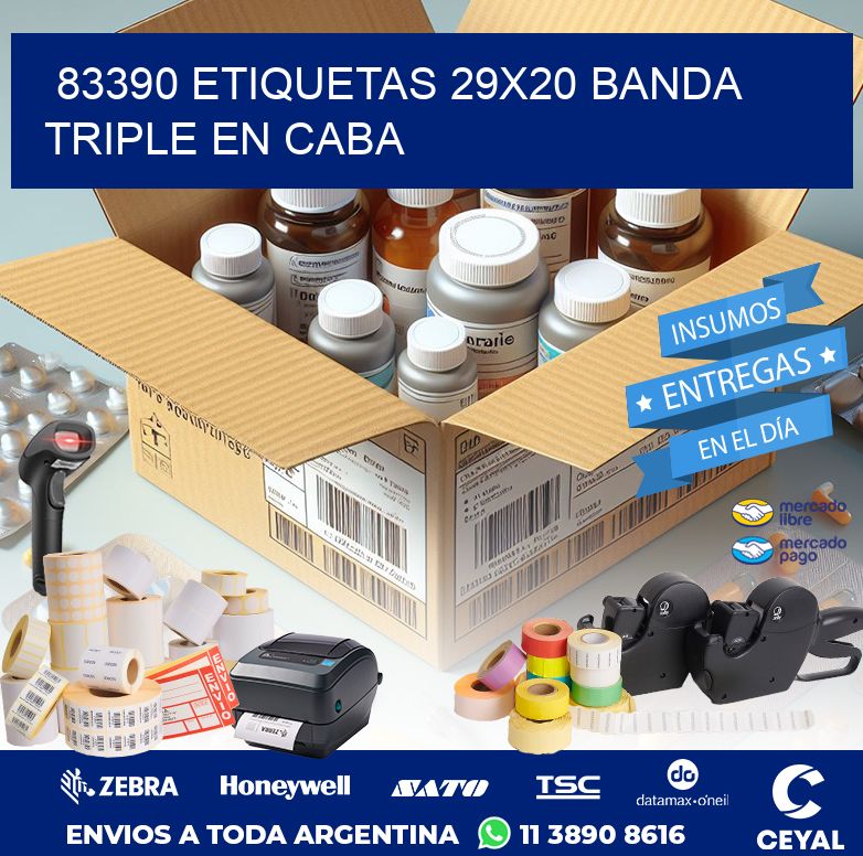 83390 ETIQUETAS 29X20 BANDA TRIPLE EN CABA