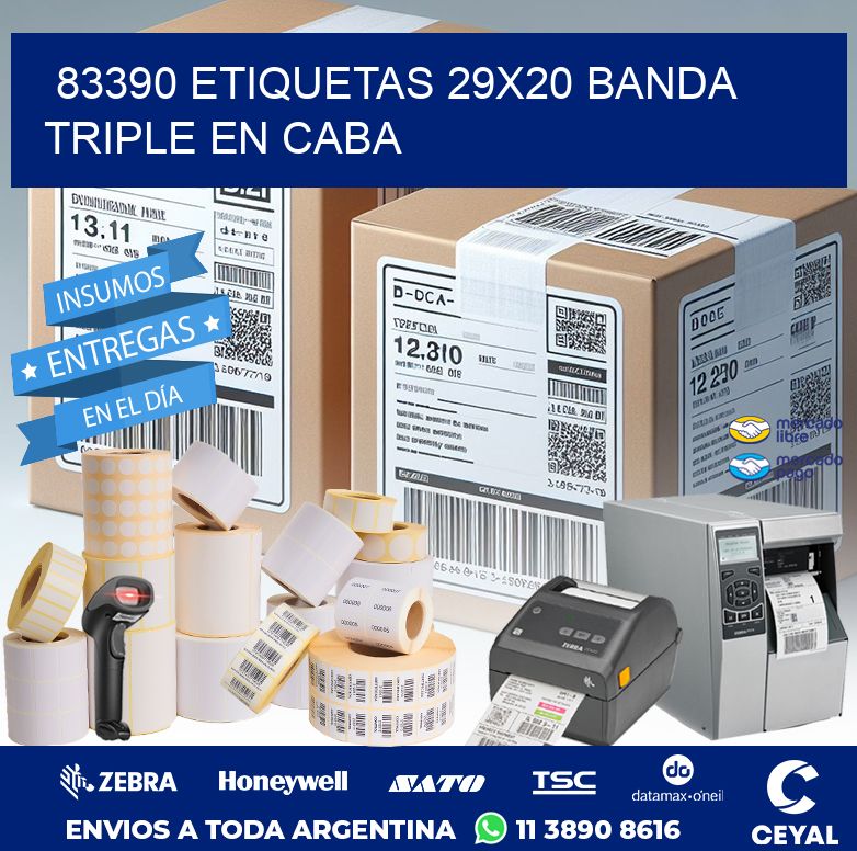 83390 ETIQUETAS 29X20 BANDA TRIPLE EN CABA