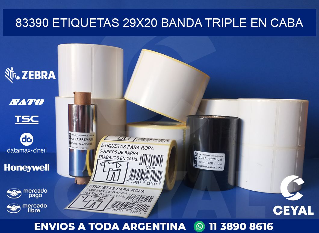83390 ETIQUETAS 29X20 BANDA TRIPLE EN CABA