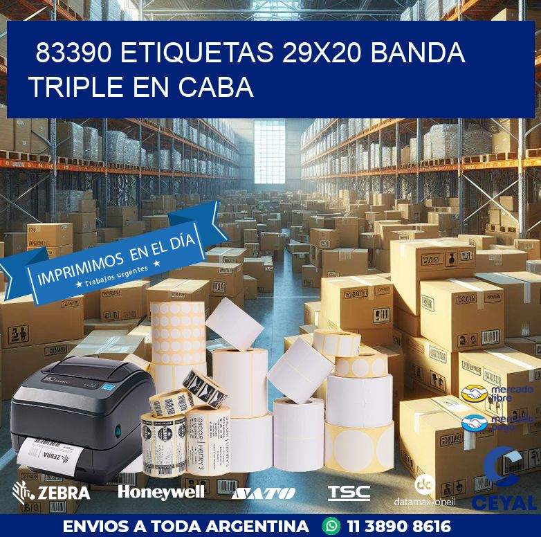 83390 ETIQUETAS 29X20 BANDA TRIPLE EN CABA