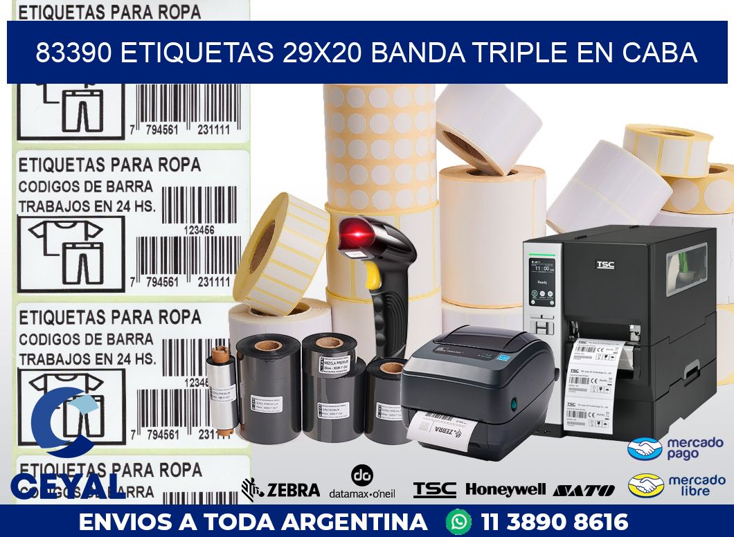 83390 ETIQUETAS 29X20 BANDA TRIPLE EN CABA