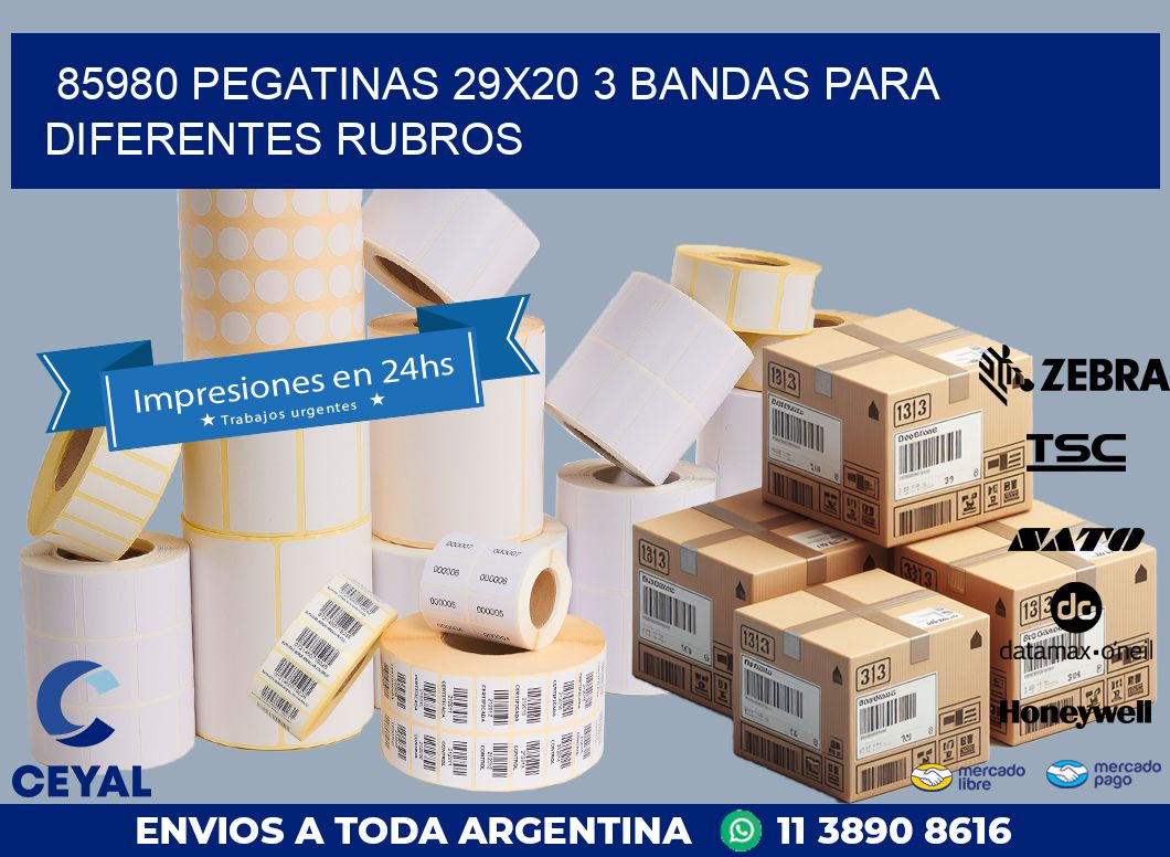 85980 PEGATINAS 29X20 3 BANDAS PARA DIFERENTES RUBROS