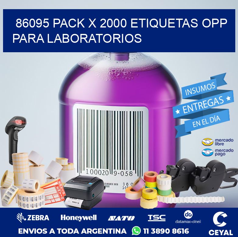 86095 PACK X 2000 ETIQUETAS OPP PARA LABORATORIOS