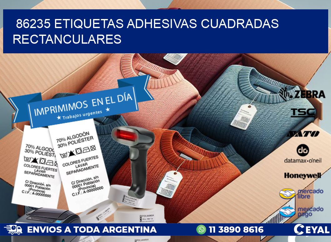 86235 etiquetas adhesivas cuadradas rectanculares