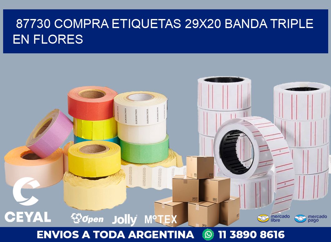 87730 COMPRA ETIQUETAS 29X20 BANDA TRIPLE EN FLORES