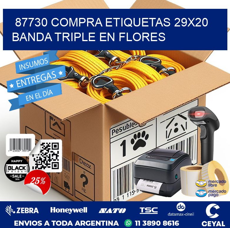 87730 COMPRA ETIQUETAS 29X20 BANDA TRIPLE EN FLORES