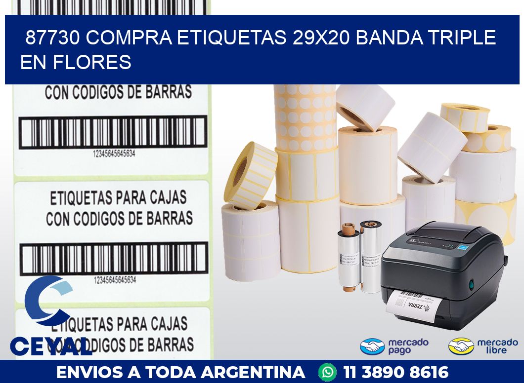 87730 COMPRA ETIQUETAS 29X20 BANDA TRIPLE EN FLORES